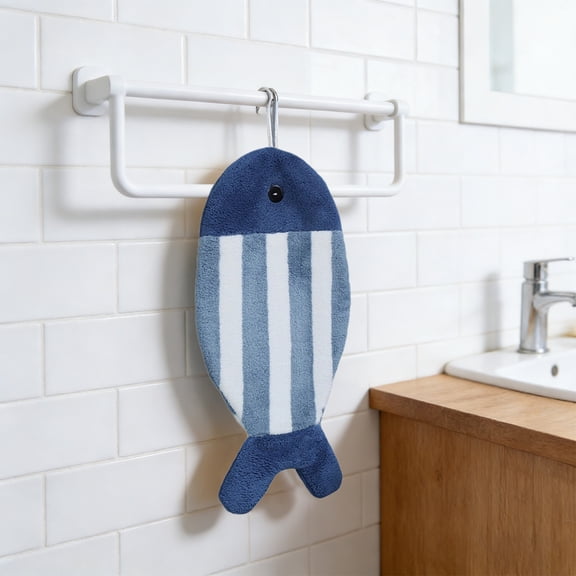 Xheghe Cute Fish Hand Towel - Super Absorbent, Soft, Thickened, Hanging Design for Kitchen, Bathroom, Laundry, Daily Home Use, Decorative Accessory for Adults
