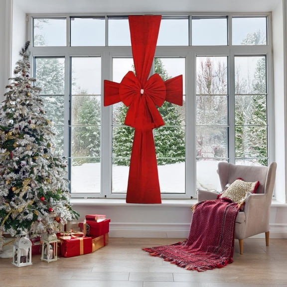 Xheghe Extra Large Christmas Bow for Door and Tree Decorations, Festive Red Bow for Holiday Decor, Perfect for Weddings and Parties, Stylish Home Accents for All Ages