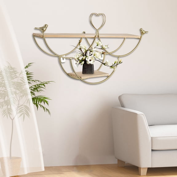 Xheghe Floating Wall Shelf Storage Rack for Living Room - Modern Decorative Display for Photo Frames, Plants, and Antiques - Easy Install Space-Saving Solution