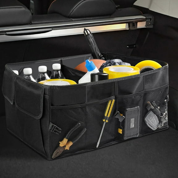 Xheghe Foldable Car Trunk Storage Box - Multi-Functional Organizer for Camping & Home Use - Space-Saving Design with Multiple Pockets