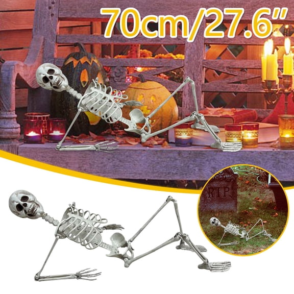Xheghe Halloween Full-Size Skeleton Prop - Realistic Human Skull & Hand Anatomy Model for Spooky Decor and Halloween Parties