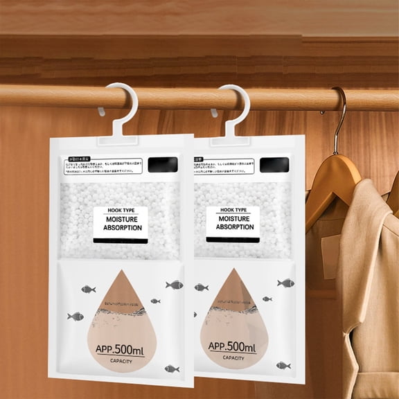 Xheghe Hangable Dehumidifying Bag - Powerful Moisture Absorption for Wardrobes, Shoes & Storage - Visible Collection Window & Convenient Hook - Ideal for Humid Climates