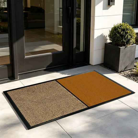Xheghe Heavy-Duty Non-Slip Entryway Door Mat with Dual Textured Design for Indoor/Outdoor High Traffic Areas - Perfect for Home Entrances