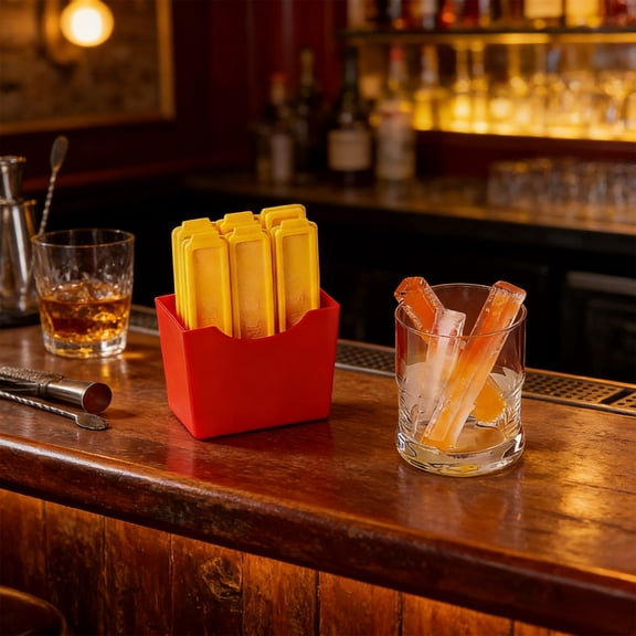 Xheghe Long Strip French Fries Ice Tray Molds Creatives Magnetic Refrigerator Sticker Storage Box Homemade Ice Household Food Grade Ice Cubes