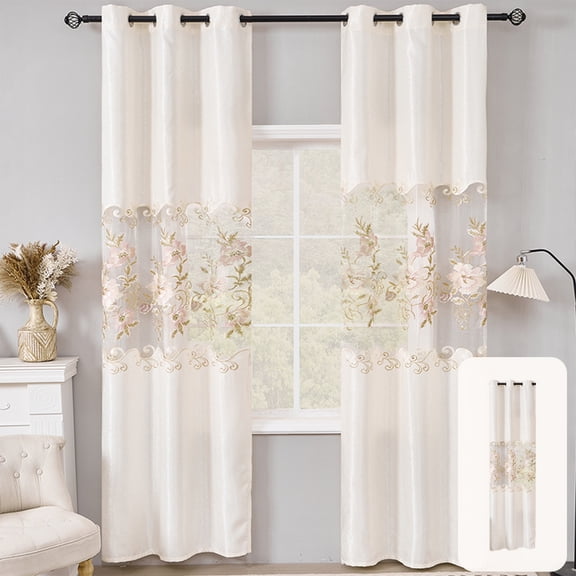 Xheghe Openwork Embroidered Semi-Transparent Curtains for Living Room and Bedroom - Stylish and Versatile Window Drapes with Easy Installation