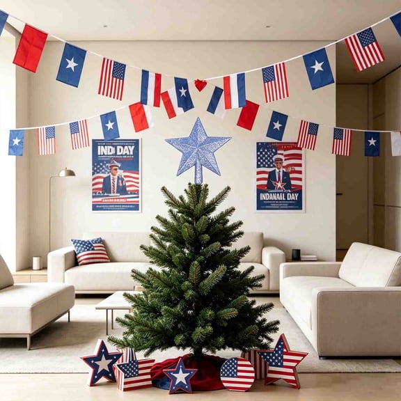 Xheghe Patriotic Tree Top Star Decoration - Glitter Star for Independence Day & Holiday Decor – Versatile Multi-Occasion Accessory for Home and Parties