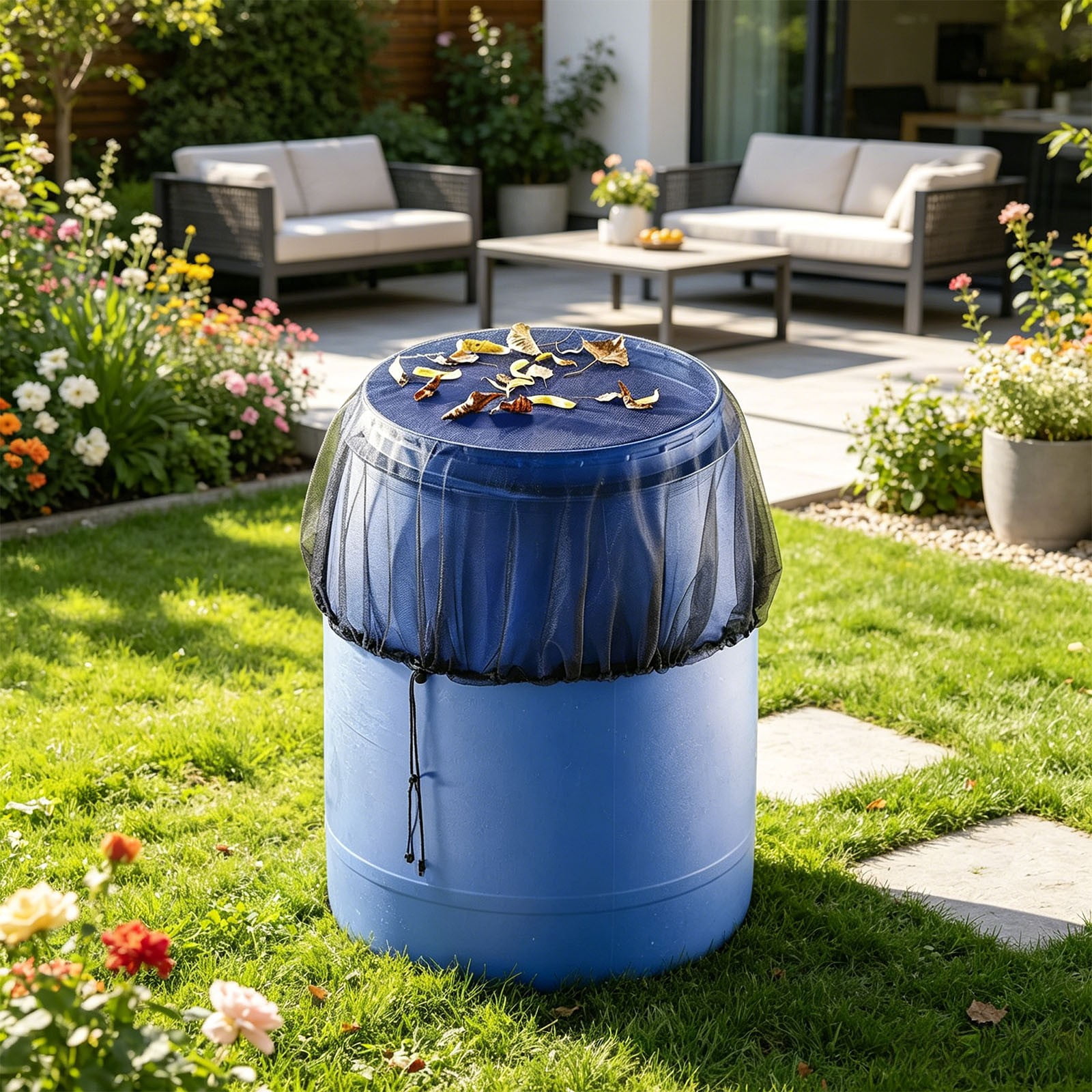 Rain Barrel Mesh Cover with Drawstring - Fine Mesh Debris and Mosquito Prevention for Outdoor Water Collection at Walmart