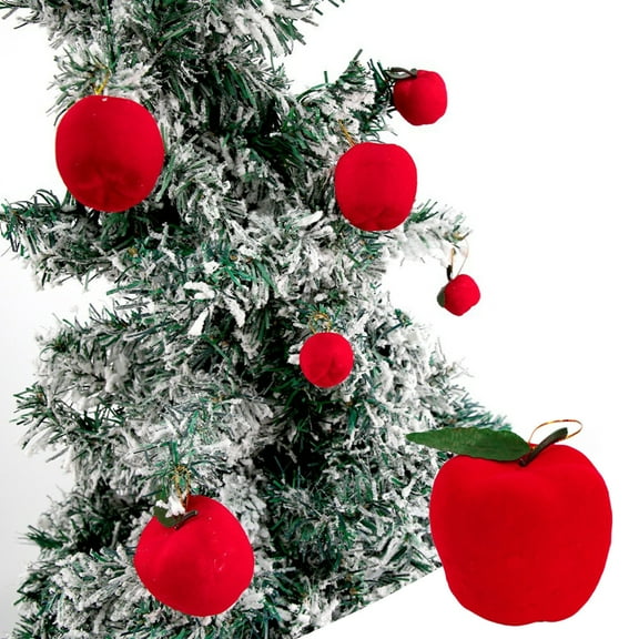 Xheghe Red Flocked Apple Pendants for Festive Christmas Tree Decorations, Perfect for Home and Party Decor