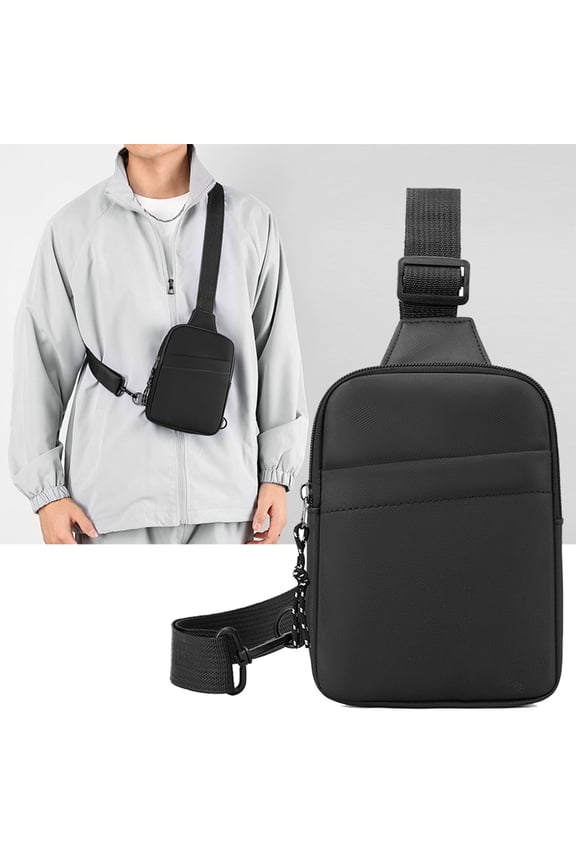 Solid Color Leather Crossbody Chest Bag with Adjustable Shoulder Strap - Rainproof, Large Capacity, Ideal for Commuting and Travel