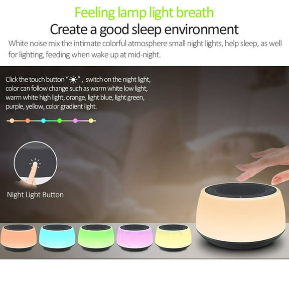 Xheghe White Noise Machine with 30 Soothing Sounds, 7 Adjustable Night Light Colors, Touch Control & Timer  Perfect for Sleep & Relaxation for All Ages