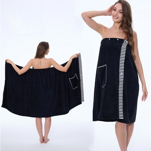 Xheghe Women’s Adjustable Bath Towel Wrap with Pockets - Soft Absorbent Fabric, Leak-Resistant Design, Perfect for Beach, Home, and Skincare - Plus Size Robe for All Body Types
