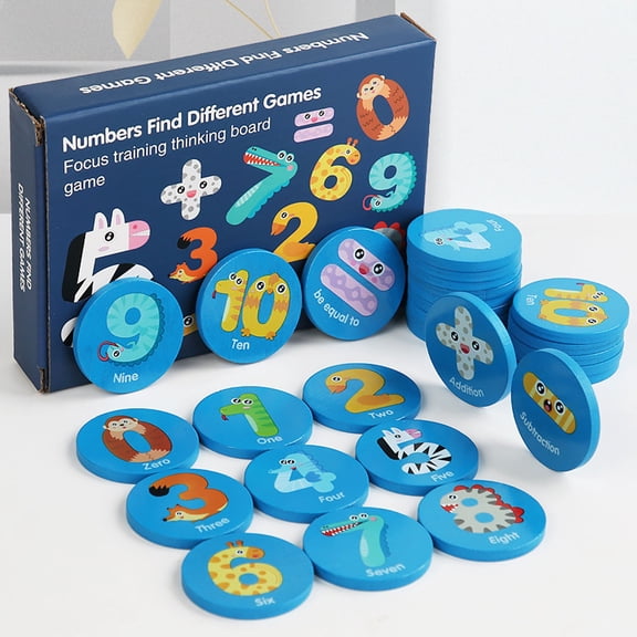 Xheghe Wooden Number Matching Game - Memory Skill Building Puzzle with Adorable Character Themes for Family Fun and Social Interaction