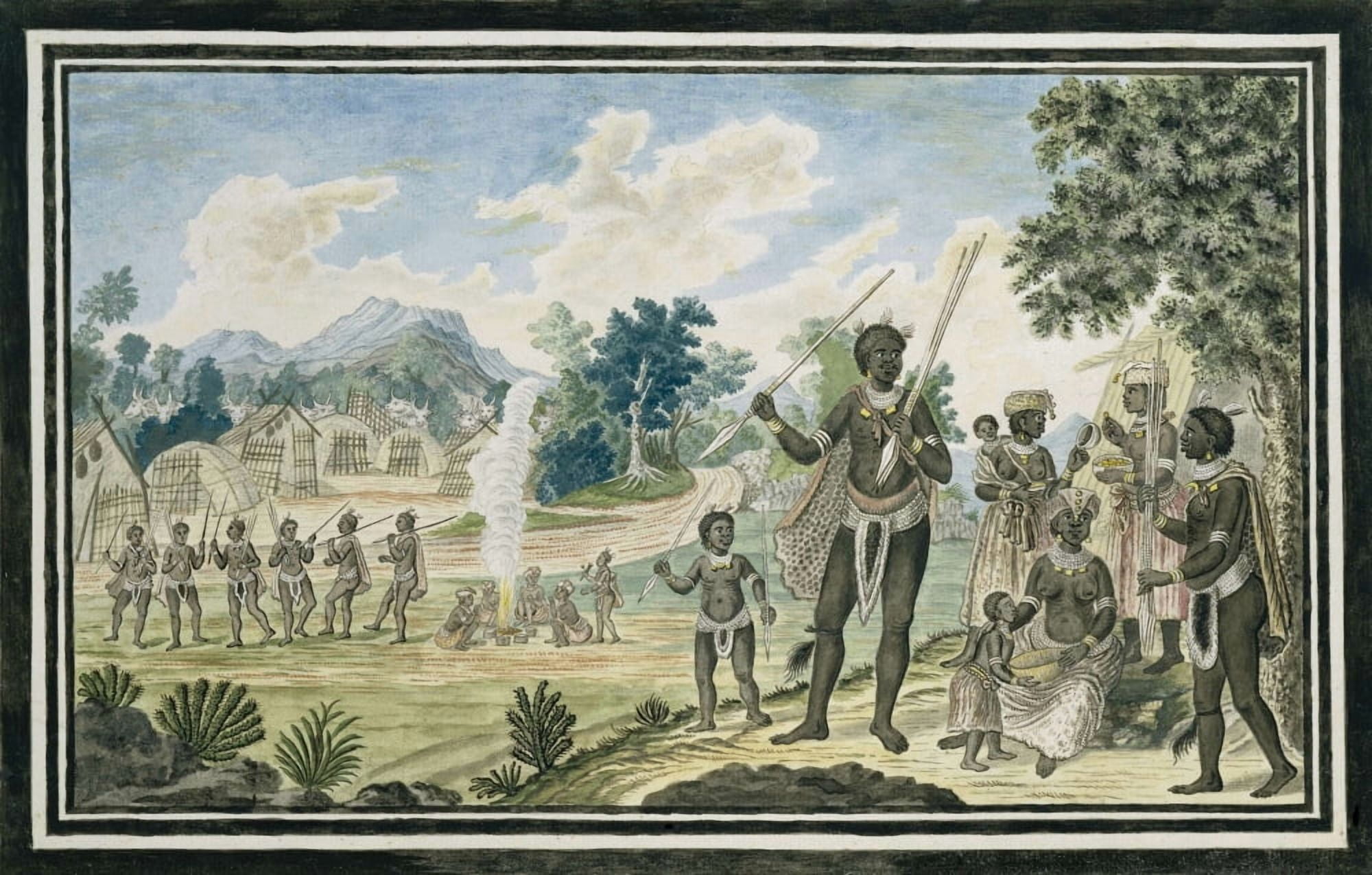 Xhosa Warrior With Five Assegais Canvas Art - (36 x 24)