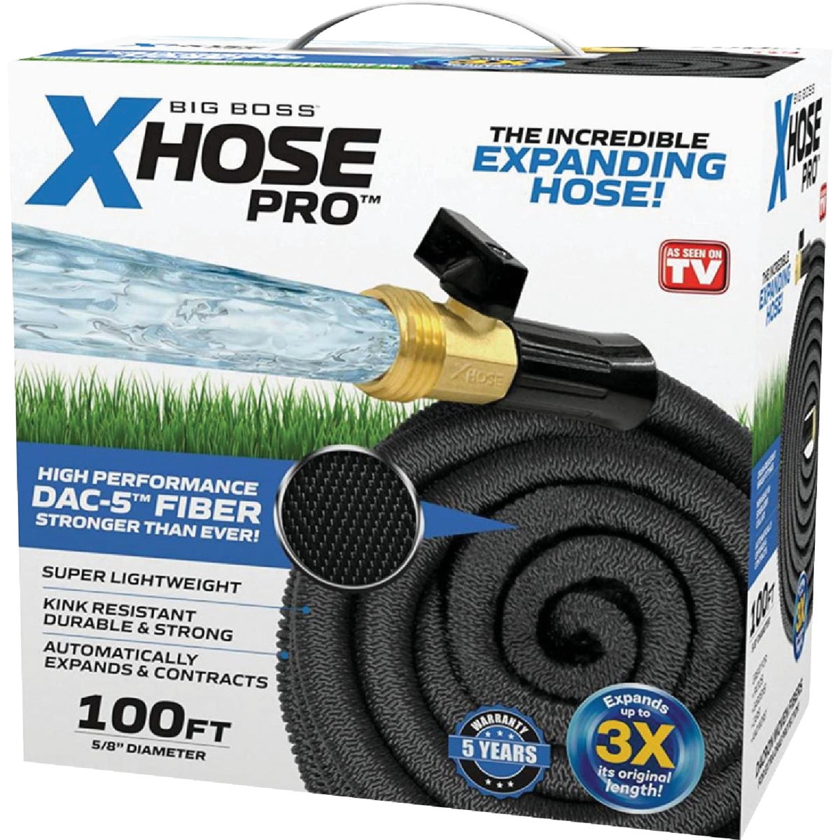 Xhose Pro Expandable Garden Hose - Heavy Duty, Kink Free - 100 ft, Black — Garden & Landscape Use, Standard Connection