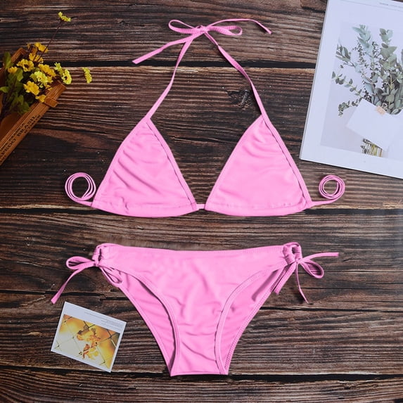 Xhshgfbi Women Swimsuit Sets Two Piece Push Up Swimsuit Pink L