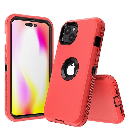 Xhy iPhone 14 Plus Case Military Grade Full Body Protection 3 in 1 Shock and Drop Resistant Rugged Rubber TPU Durable Detachable for iPhone 14 Plus 6.7 inch 2022 Phone - Red+Black