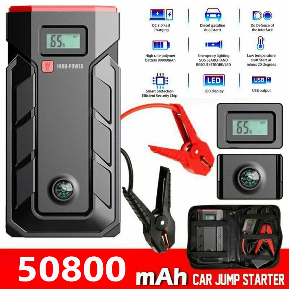 Xhy 50800mAh Car Jump Starter Portable Battery Pack Booster Jumper Box  Emergency Start Power Bank Supply Charger with Built-in LED Light