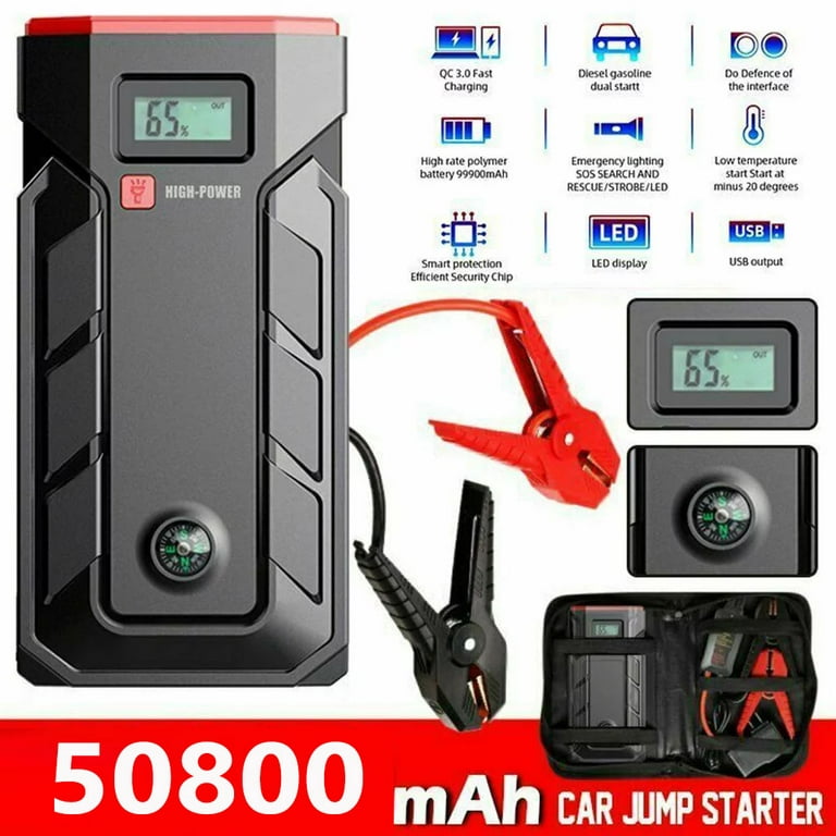 Xhy 50800mAh Car Jump Starter Portable Battery Pack Booster Jumper Box  Emergency Start Power Bank Supply Charger with Built-in LED Light