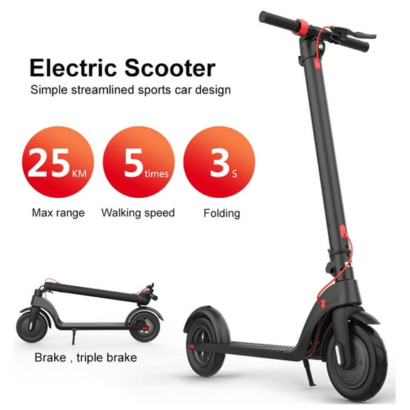 Xhy Electric Scooter for Adults 350W Motor with Bright Headlight and Taillight 15.5 Miles Range Foldable 10 Inch Tires Motorized Off-Road Scooters Commuter Mopeds Black
