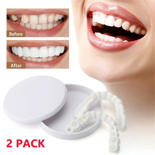 Xhy Fake Teeth Cover Silicone Upper Lower False Dental Veneers Denture