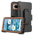 thumbnail image 1 of Xhy Google Pixel 8 Case with Belt Clip Holster Military Grade Heavy Duty Protection 3 in 1 Shockproof Armor Rugged Durable Detachable for Pixel 8 Phone - Black+Orange, 1 of 7