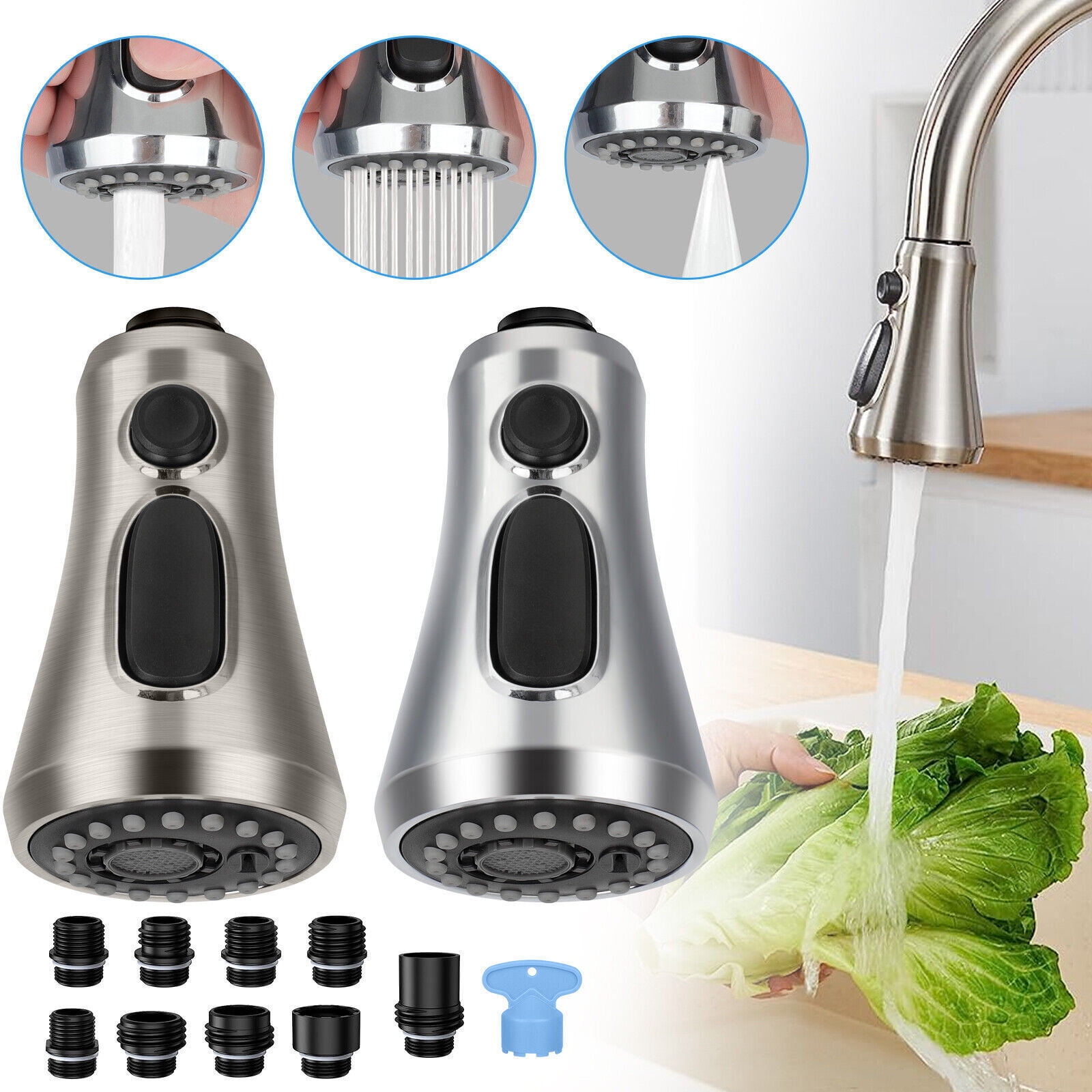 Xhy Kitchen Faucet Spray Head 3Mode Pull Down Sink Sprayer Nozzle