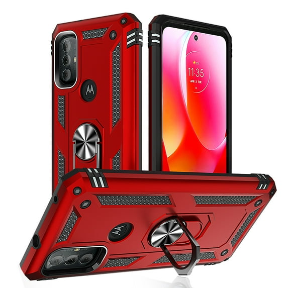 Xhy Moto G Play 2023 Case Magnetic Ring Kickstand Military Grade Double Layer Drop Protection Durable Detachable for Motorola G Play 2023 Phone - Red