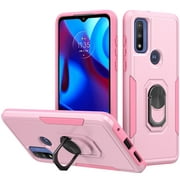 Xhy Moto G Play 2023 Case with Magnetic Ring Kickstand Military Grade Double Layer Drop Protection Rugged Detachable for Motorola G Play 2023/G Pure/G Power 2022 Phone - Pink