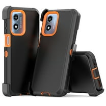 Xhy Moto G Play 2024 Case with Belt Clip Holster Military Grade Heavy Duty Protection 3 in 1 Shockproof Armor Rugged Durable for Motorola G Play 2024 Phone - Black Orange