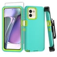 thumbnail image 1 of Xhy Moto G Play 2024 Case with Belt Clip Holster and Screen Protector Military Grade Protection 3 in 1 Shockproof Armor Rugged Durable for Motorola G Play 2024 Phone - Green+Yellow, 1 of 9