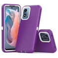 thumbnail image 1 of Xhy Moto G Play 2024 Case Military Grade Heavy Duty Protection 3 in 1 Shockproof Armor Rugged Durable for Motorola G Play 2024 Phone - Purple+White, 1 of 7