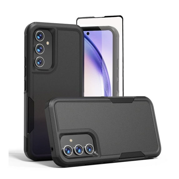 Xhy Moto G Play 2024 Case with Screen Protector Military Grade Double Layer Drop Resistant Durable for Motorola G Play 2024 Phone - Black