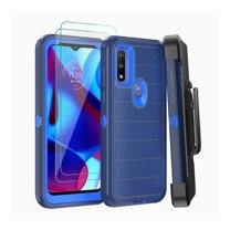 Xhy Moto G Power 2022 Case with Belt Clip Holster Screen Protector Military Grade Full Body Drop Protection 3 in 1 Rugged Durable Detachable for Motorola Moto G Power Phone-Dark Blue