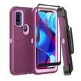 thumbnail image 1 of Xhy Moto G Power 2022 Case with Belt Clip Holster Screen Protector Military Grade Full Body Drop Protection 3 in 1 Rugged Durable Detachable for Motorola Moto G Power Phone-Wine Pink, 1 of 9