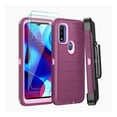 thumbnail image 1 of Xhy Moto G Power 2022 Case with Belt Clip Holster Screen Protector Military Grade Full Body Drop Protection 3 in 1 Rugged Durable Detachable for Motorola Moto G Power Phone-Wine Pink, 1 of 9