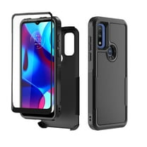 Xhy Moto G Power 2022 Case With Screen Protector Military Grade Full Body Double Layer Protection Shock and Drop Resistant TPU Durable Removable for Motorola Moto G Power 2022 Phone Case - Black