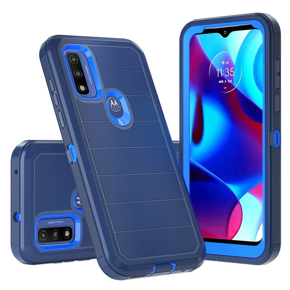 Xhy Moto G Pure Case, Moto G Power 2022 Case Military Grade Full Body Multilayer Drop Shock Protection 3 in 1 Rugged Durable Detachable for Motorola G Pure Phone,Motorola G Power 2022 Phone-Dark Blue