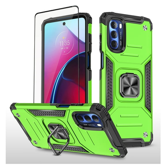 Xhy Moto G Stylus 5G 2022 Case with Screen Protector Magnetic Ring Holder Kickstand Military Grade Full Body Double Layer Drop Protection Durable Detachable for Motorola G Stylus 5G 2022 Phone -Green