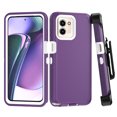 thumbnail image 1 of Xhy Moto G Stylus 5G 2023 Case with Belt Clip Holster Military Grade Heavy Duty 3 in 1 Shockproof Armor Rugged Durable for Motorola G Stylus 5G 2023 Phone - Purple+White, 1 of 8