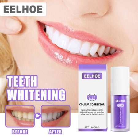 Xhy Purple Toothpaste for Teeth Whitening Color Corrector Tooth Cleaning for Stain Removal Coffee, Smoking, Yellow Teeth(30ml)
