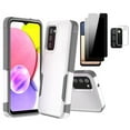 thumbnail image 1 of Xhy for Samsung Galaxy A03S Case 2 in 1 Case with privacy Screen Protector and Lens Protector 3-Pack Rugged Drop Resistant TPU Durable Full Body Protection Grade Detachable Case White Grey, 1 of 10