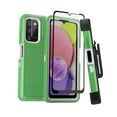 thumbnail image 1 of Xhy Samsung Galaxy A03S Case with Belt Clip Holster Screen and Lens Protector Military Grade Full Body Shock Drop Resistant 3 in 1 Rugged Durable Detachable for Samsung A03S Phone - Green White, 1 of 9