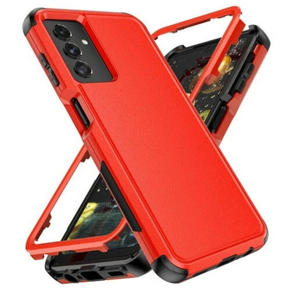 Xhy Samsung Galaxy A03S Case Military Grade Full Body Protection 3 in 1 Shock and Drop Resistant Rugged Rubber TPU Durable Detachable for Galaxy A03S Phone - Red