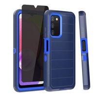 Xhy Samsung Galaxy A03S Case with Privacy Screen Protector Military Grade Full Body Multilayer Drop Shock Protection 3 in 1 Rugged Durable Detachable for Samsung A03S Phone - Dark Blue