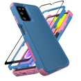 thumbnail image 1 of Xhy Samsung Galaxy A03S Case with Screen Protector Military Grade Full Body Protection 3 in 1 Shock Drop Resistant Rugged Rubber TPU Durable Detachable for Galaxy A03S Phone - Navy Pink, 1 of 10