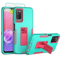 Xhy Samsung Galaxy A03S case with Screen Protector Tempered Glass, Military Grade Case with Magnetic Car Mount, Samsung A03S Phone Case for Men Women, Green & Rose red
