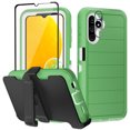 thumbnail image 1 of Xhy Samsung Galaxy A13 5G Case with Belt Clip Holster Screen and Lens Protector Military Grade Full Body Shock Drop Resistant 3 in 1 Rugged Durable Detachable for Galaxy A13 5G Phone - Green White, 1 of 9