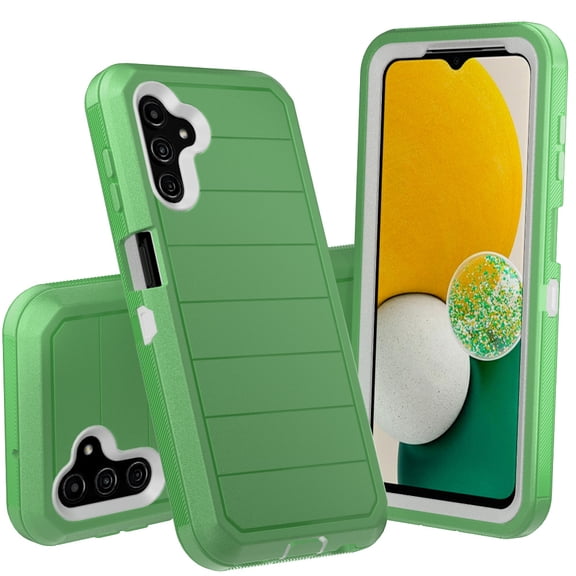 Xhy Samsung Galaxy A13 5G Case Military Grade Full Body Multilayer Drop Shock Protection 3 in 1 Rugged Durable Detachable for Galaxy A13 5G Phone - Green White