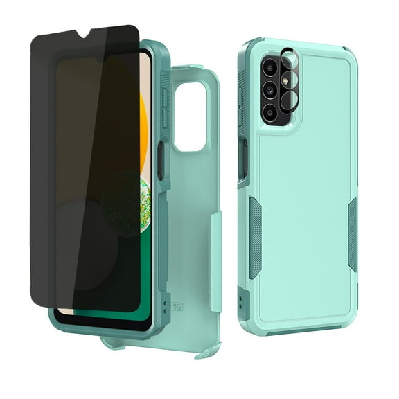 Xhy Samsung Galaxy A13 5G Case with Privacy Screen and Lens Protector Military Grade Full Body Double Layer Protection Shock Drop Resistant TPU Durable Detachable for Galaxy A13 5G Phone-Light Green