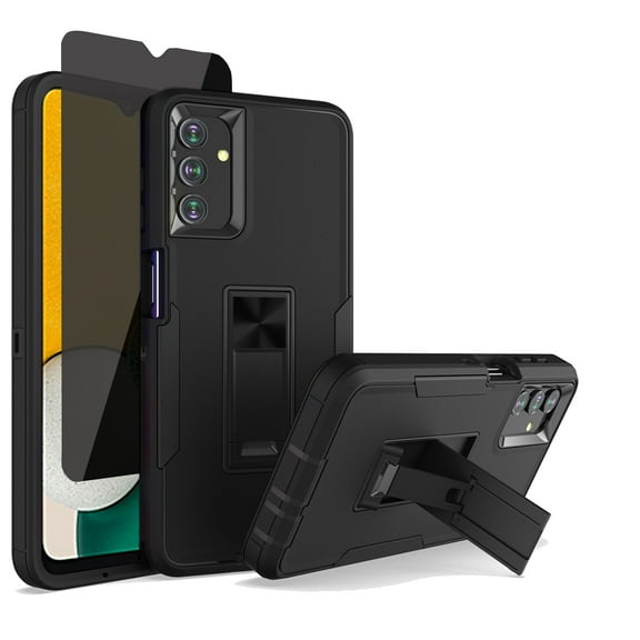 Xhy Samsung Galaxy A13 5G Case with Privacy Screen Protector, Military Grade Case with Magnetic Car Mount, Hybrid Hard Case, Samsung A13 5G for Men Women, Black & Black